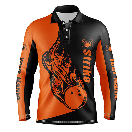 Custom Flame Bowling Polo Long Shirts BO0249