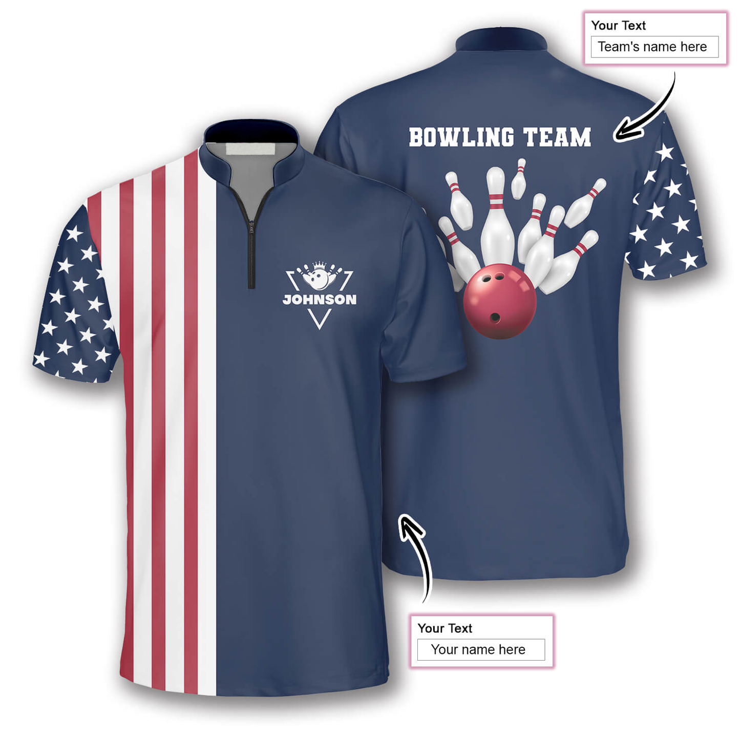 Custom Patriotic Bowling Jersey For Team BO0020