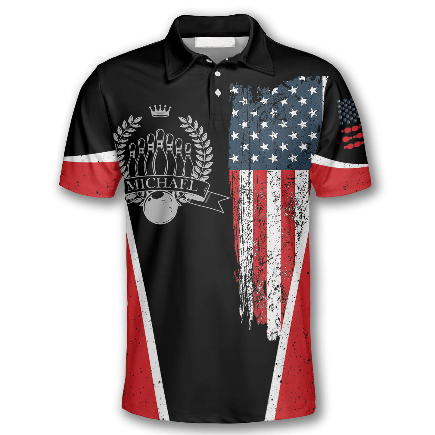 Custom American Flag Bowling Polo Shirts BO0033