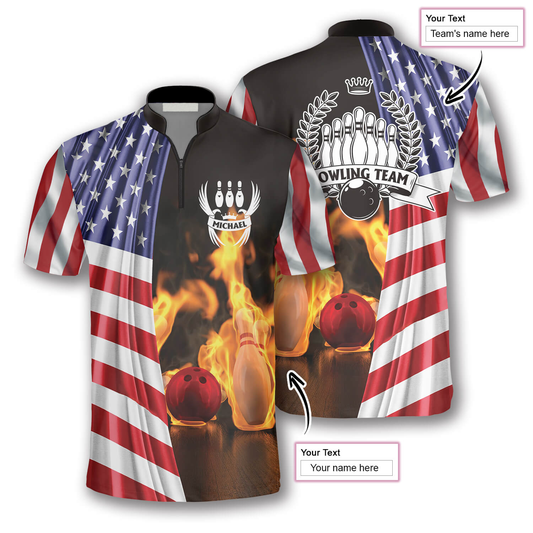 Custom American Flag Bowling Jersey BO0062