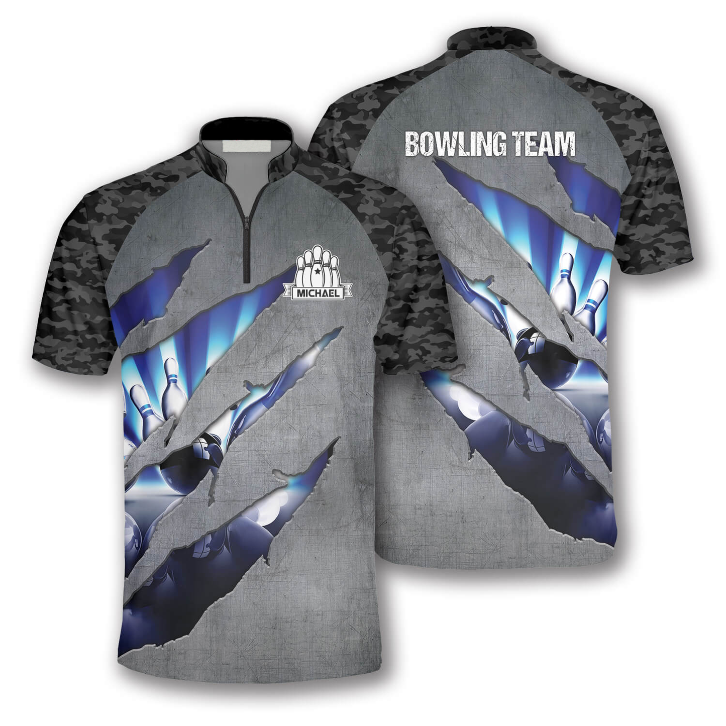 Custom Camo Bowling Polo Shirts For Team BO0069