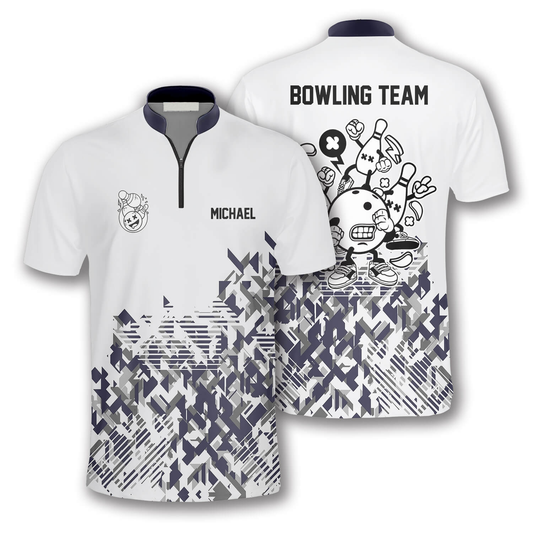 Custom Team White Bowling Jerseys Shirt For Men, Custom Bowling Shirt BO0190