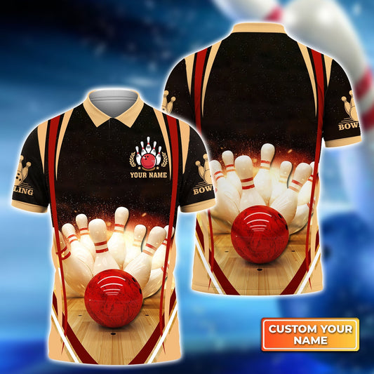 Custom Flame Bowling Polo Shirts Unisex BO0078