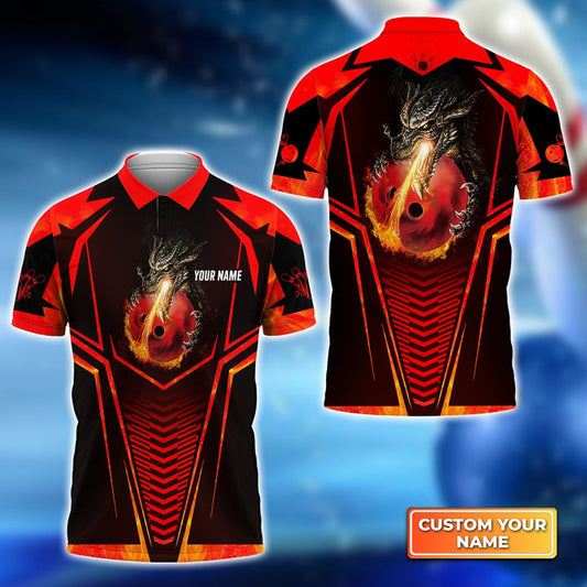 Custom Flame Bowling Polo Shirts Unisex BO0084