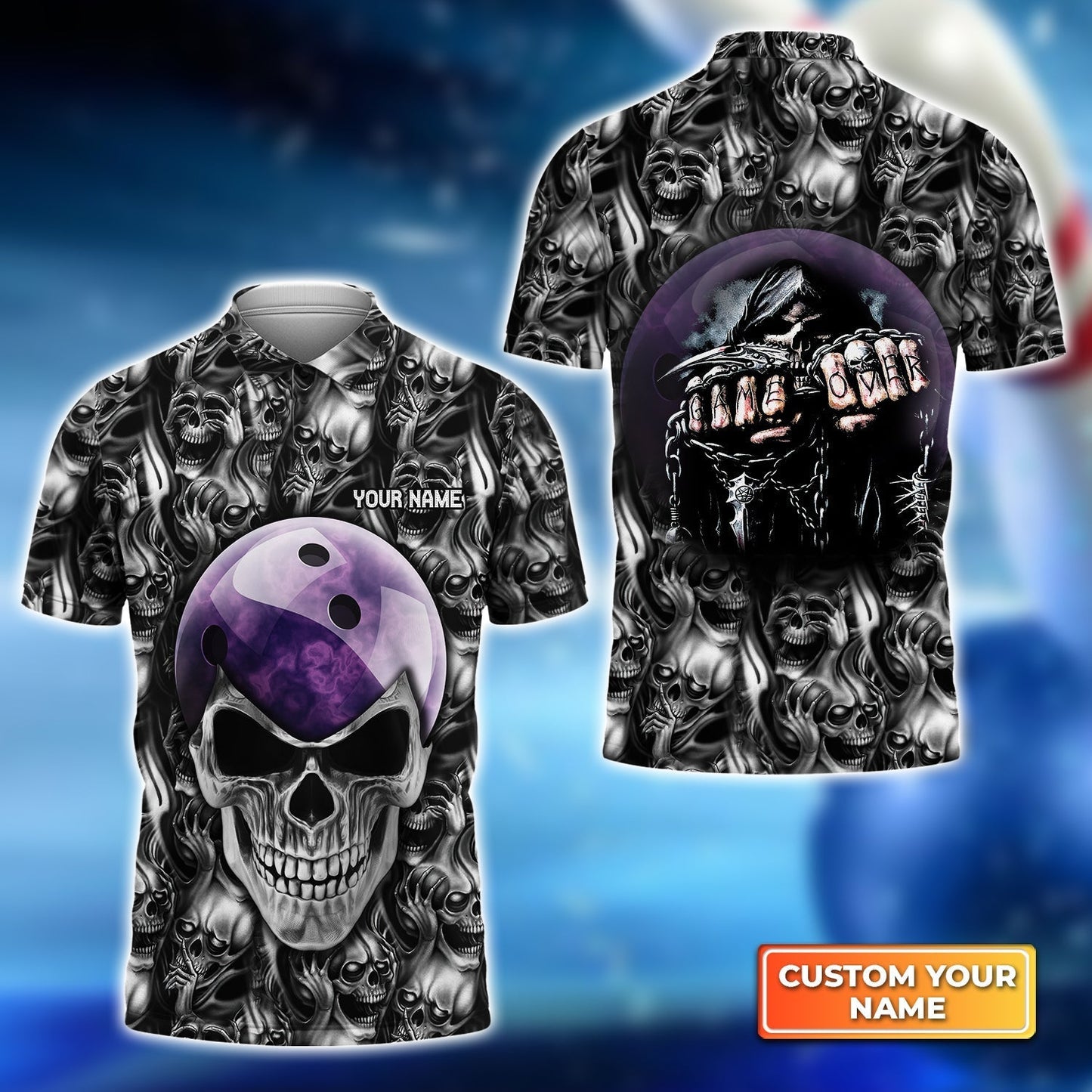 Custom Skull Bowling Polo Shirts Unisex BO0150