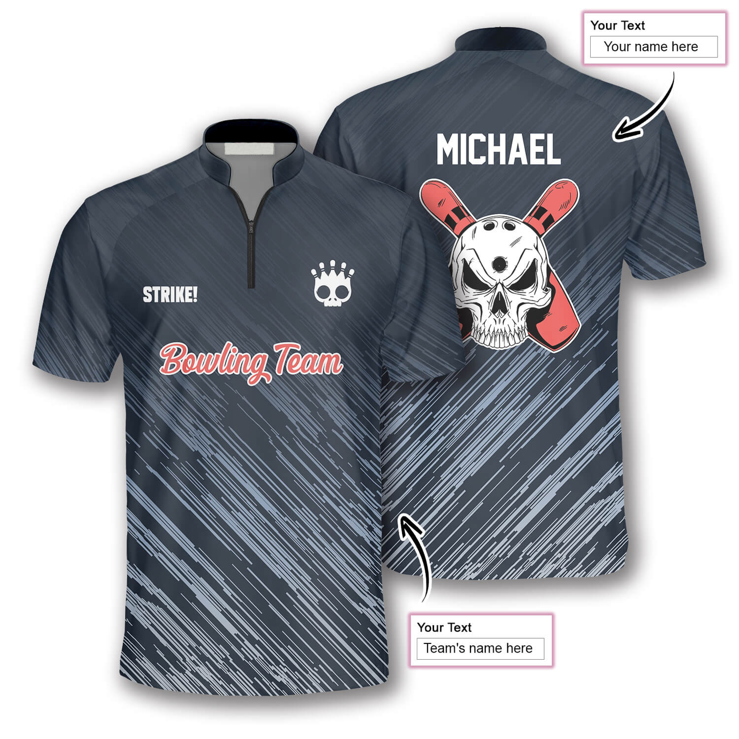 Custom Skull Bowling Jersey For Team BO0163