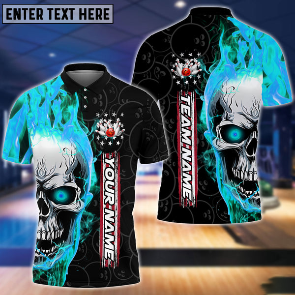 Custom Skull Flame Bowling Polo Shirts For Team BO0156