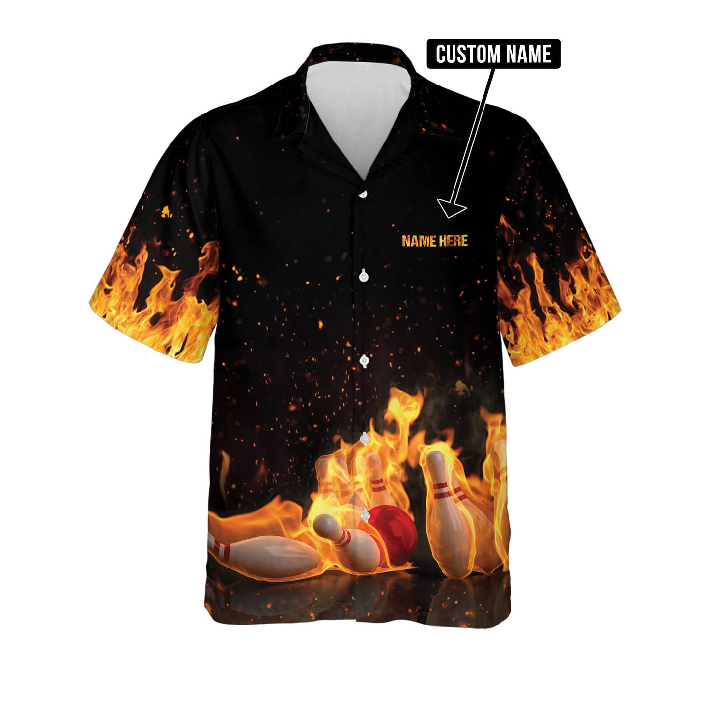 Custom My Balls Are On Fire Bowling Hawaiian Shirt For Men, Custom Flame Bowling Shirt Funny HB0050