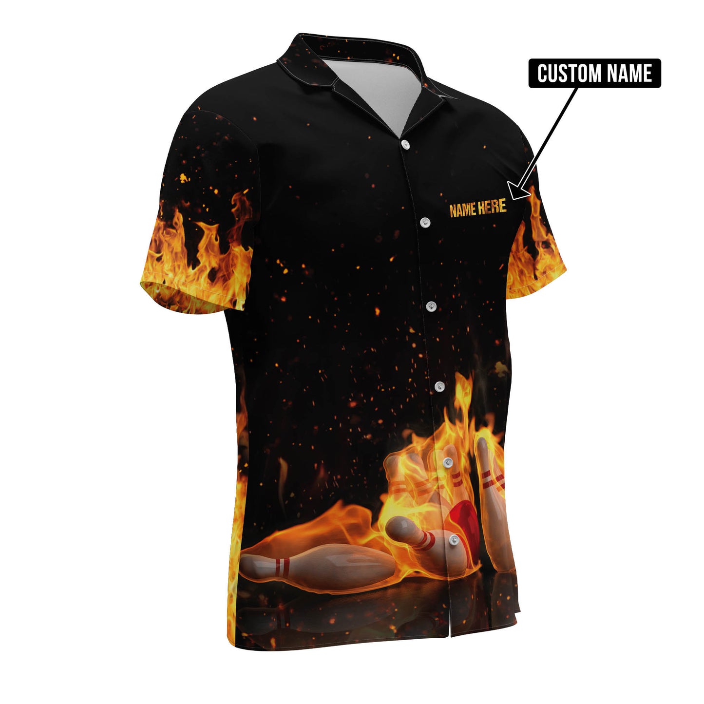 Custom My Balls Are On Fire Bowling Hawaiian Shirt For Men, Custom Flame Bowling Shirt Funny HB0050