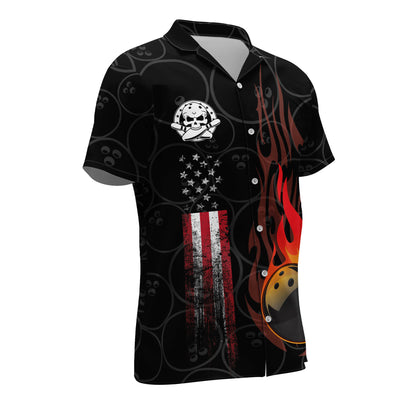 Funny Flame Skull Bowling Shirt HB0027