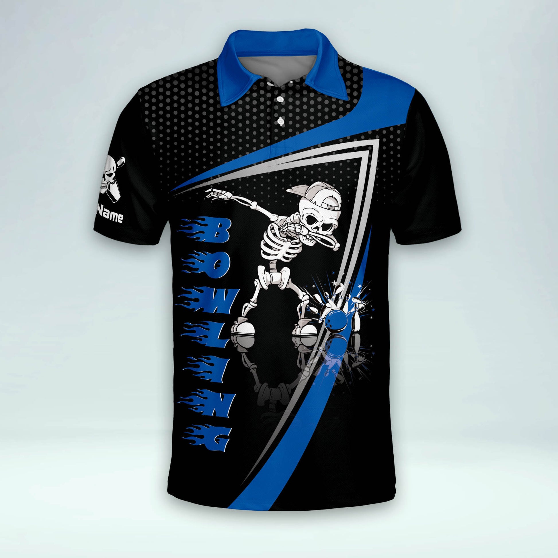 Custom Blue Bowling Shirts For Men Custom Name Polo Shirt For Men