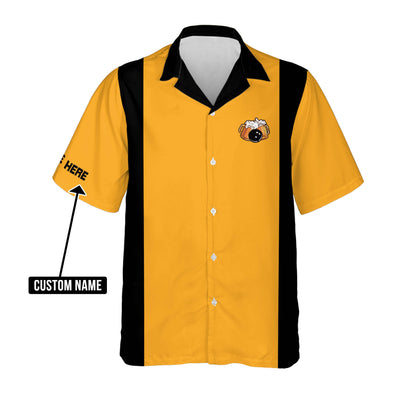 Custom Bowling And Beer That's Why I'm Here Bowling Hawaiian Shirt For Men, Custom Black And Yellow Funny Bowling Shirt HB0141