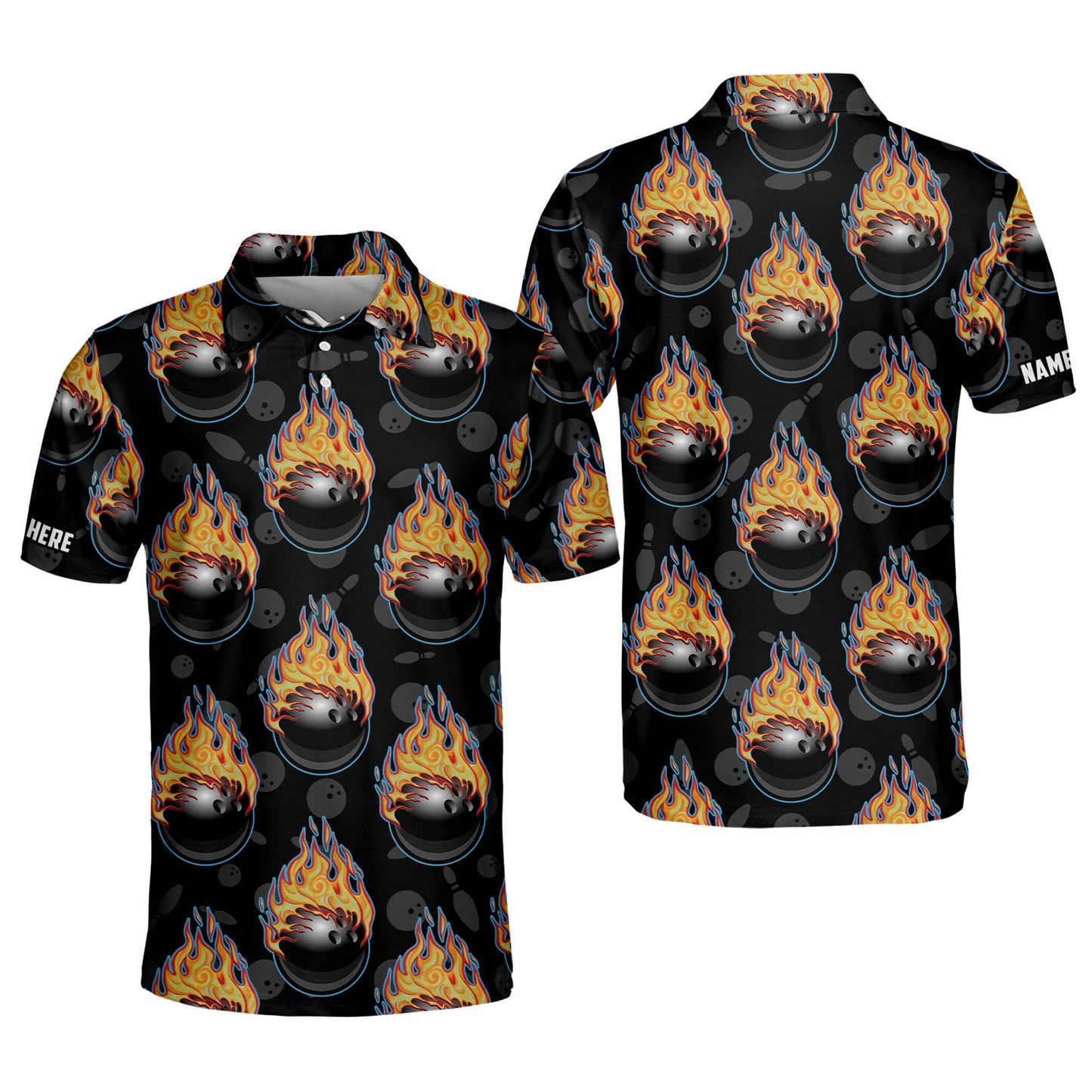 Custom Funny Flame Ball Bowling Shirts BM0034