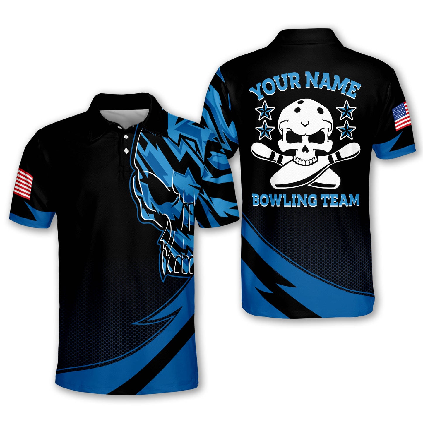 Skull American Flag Bowling Shirts BM0059