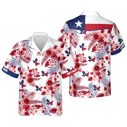 Custom Don't Mess Texas Flag Tropical Bowling Hawaiian Shirt For Men, Custom Texas Flag Bowling Shirts HB0094