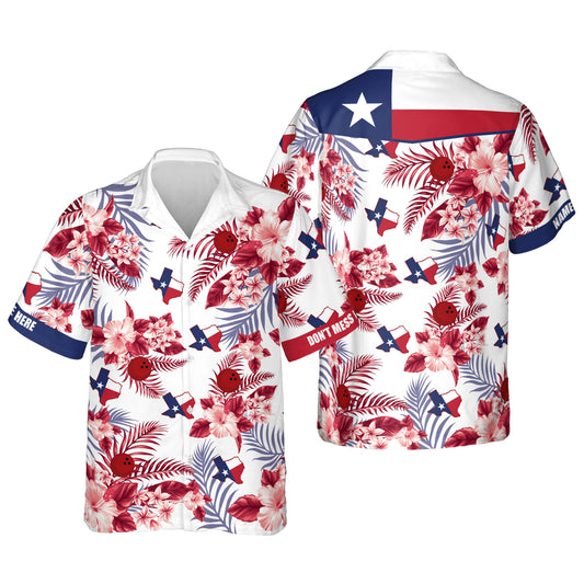 Custom Don't Mess Texas Flag Tropical Bowling Hawaiian Shirt For Men, Custom Texas Flag Bowling Shirts HB0094