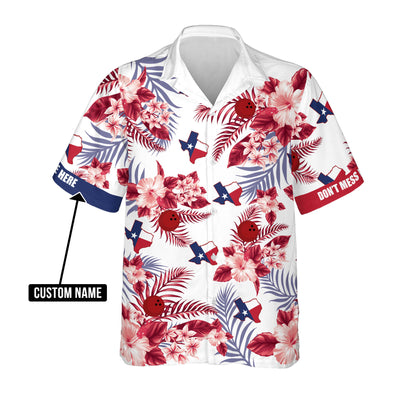 Custom Don't Mess Texas Flag Tropical Bowling Hawaiian Shirt For Men, Custom Texas Flag Bowling Shirts HB0094