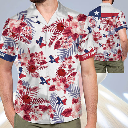 Custom Don't Mess Texas Flag Tropical Bowling Hawaiian Shirt For Men, Custom Texas Flag Bowling Shirts HB0094