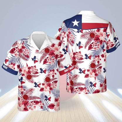 Custom Don't Mess Texas Flag Tropical Bowling Hawaiian Shirt For Men, Custom Texas Flag Bowling Shirts HB0094