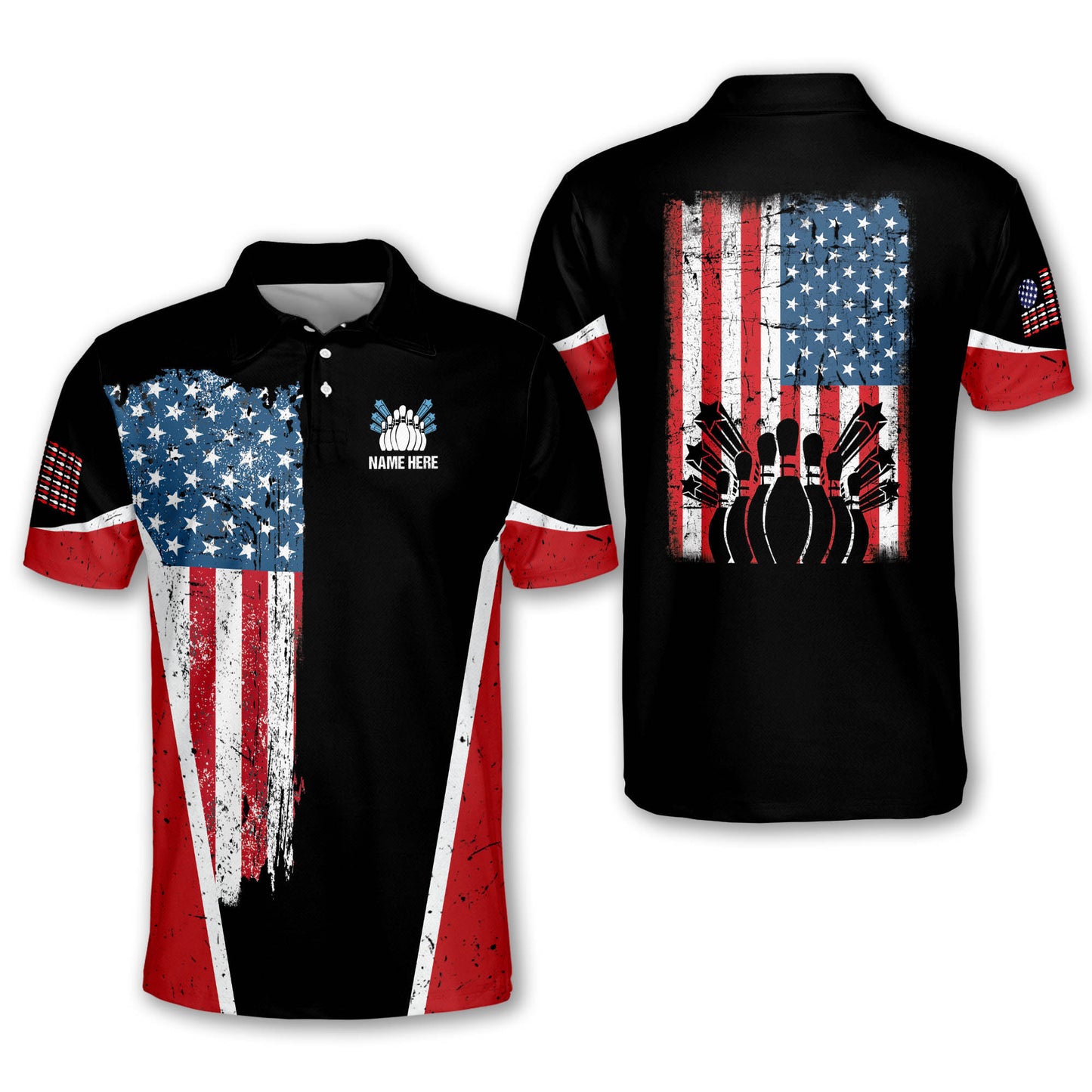 Custom American Flag Bowling Shirts BM0053