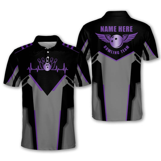 Custom Team Purple Bowling Polo Shirt For Men, Custom Bowling Shirts BM0010