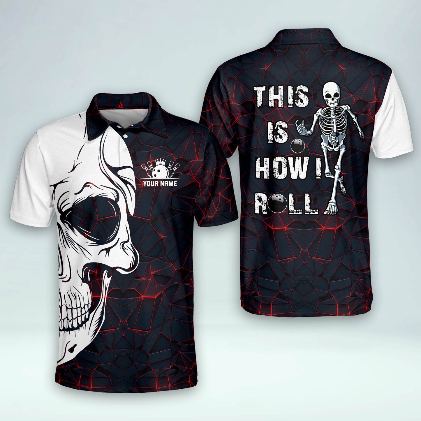 Custom Crazy Skull Bowling Shirts BM0142