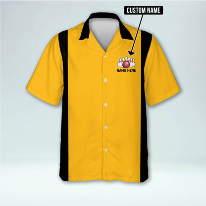 Custom That's How I Roll Bowling Hawaiian Shirt For Men, Custom Black And Yellow Funny Bowling Shirt HB0129