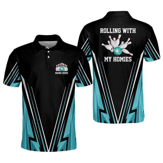 Custom Rolling With My Homies Bowling Polo Shirt For Men, Custom Funny Bowling Shirt BM0055