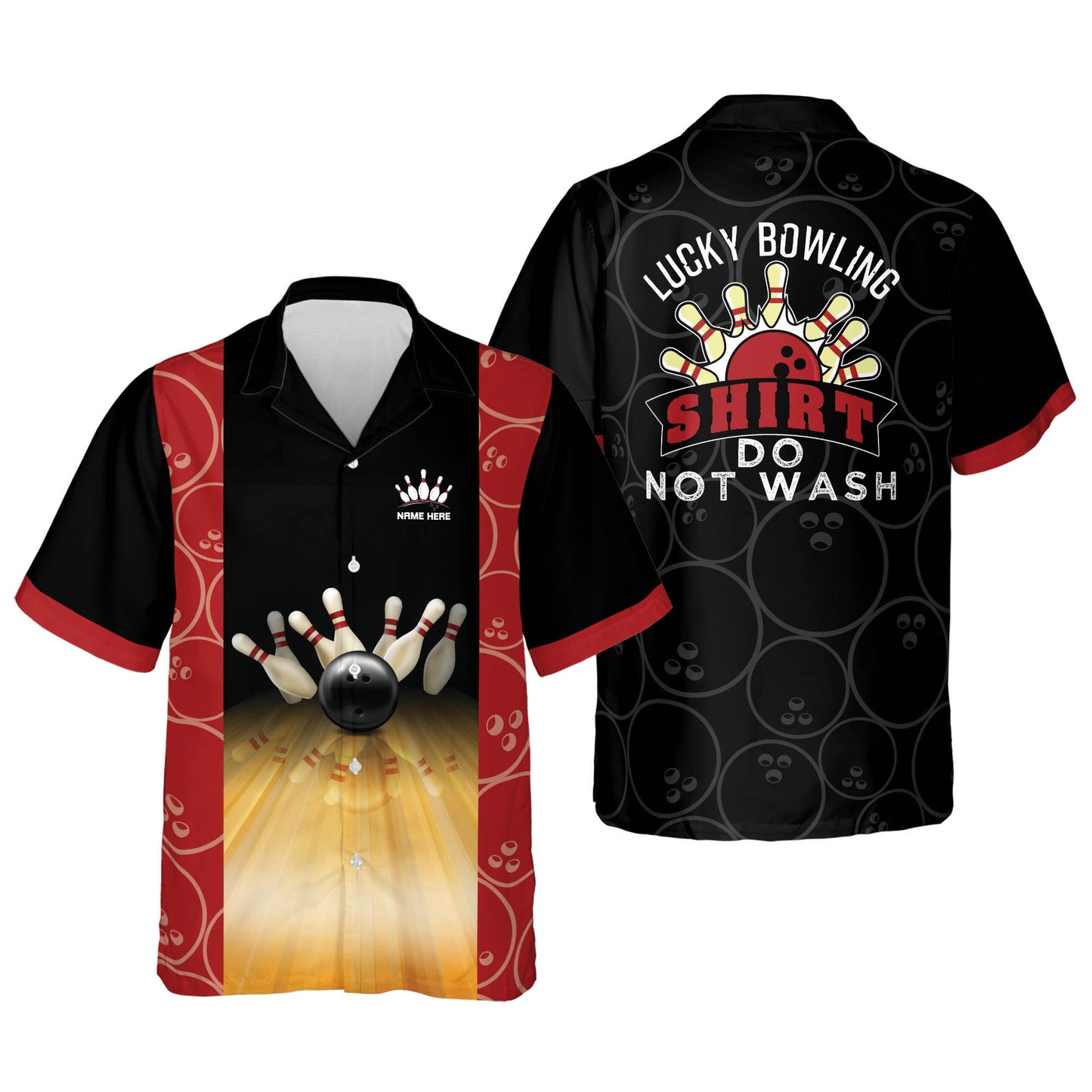 Custom Lucky Bowling Shirt Do Not Wash Bowling Hawaiian Shirt For Men, Custom Funny Black Bowling Shirt HB0041