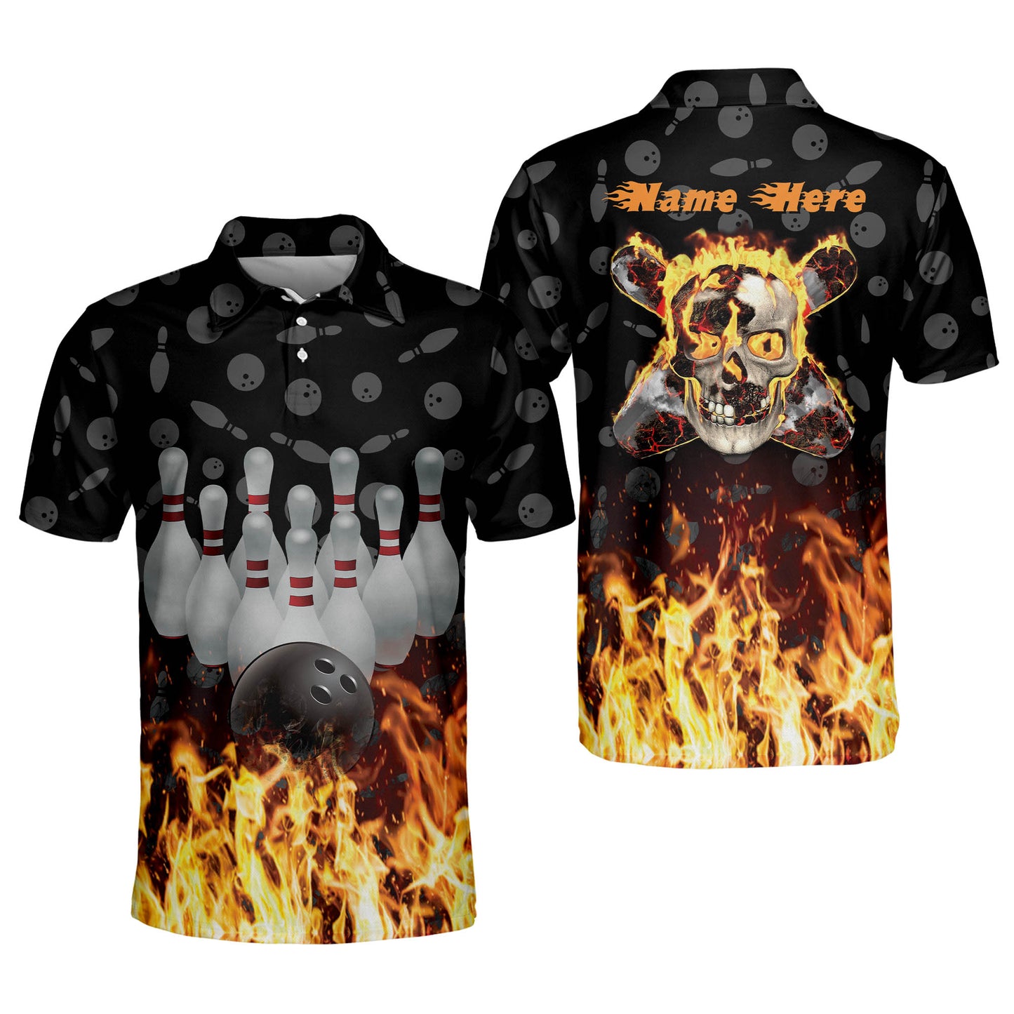 Custom Skull Fire Bowling Polo Shirts BM0029