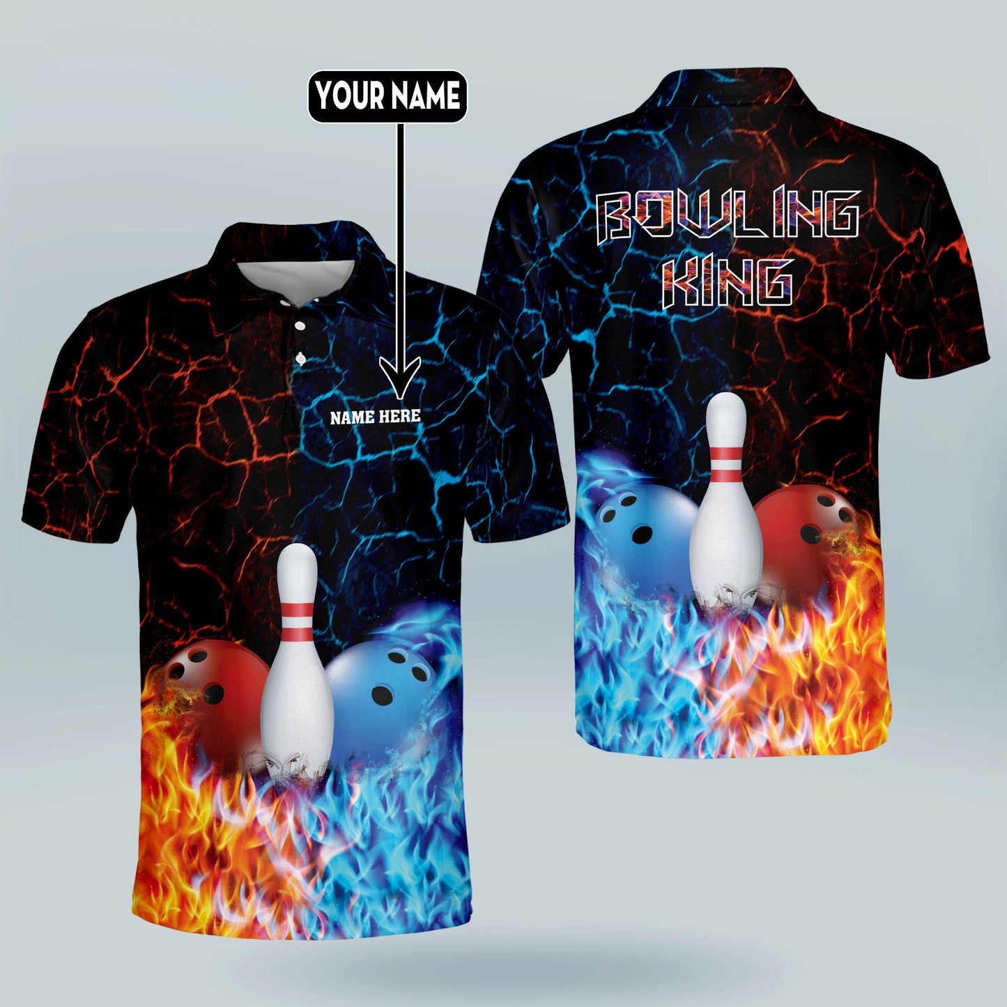 Custom Funny Bowling King Polo Shirts BM0106