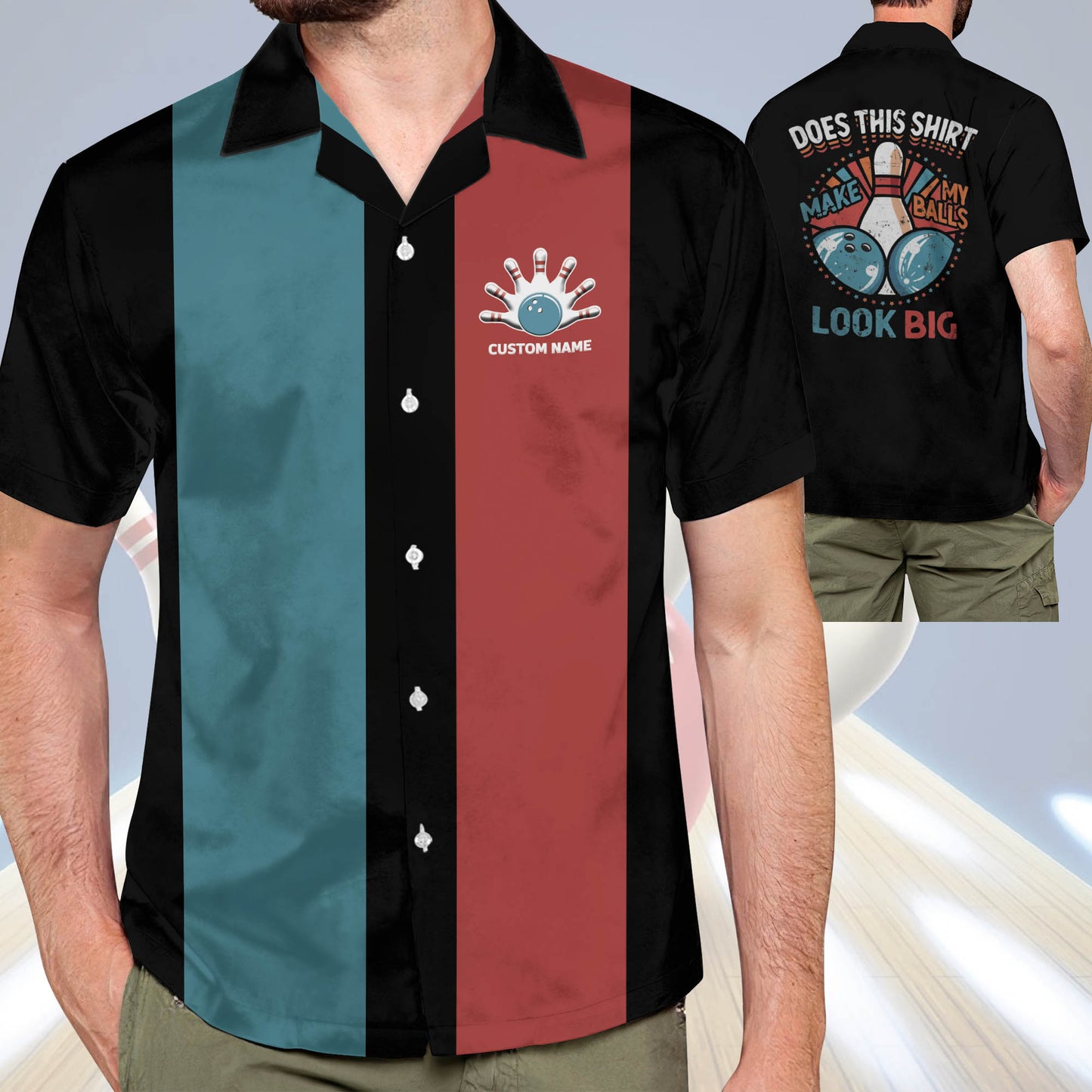 Custom Does This Shirt Make My Balls Look Big Bowling Hawaiian Shirt For Men, Custom Funny  Bowling Shirt HB0119