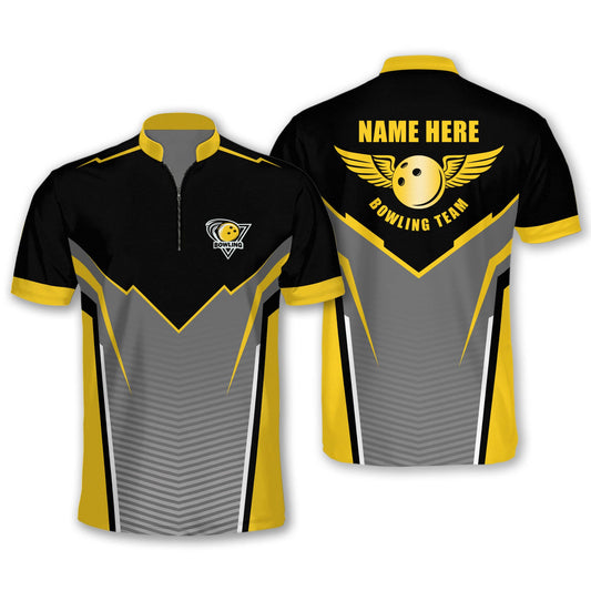 Custom Team Yellow Bowling Jersey Shirt For Men, Custom Bowling Shirt BM0269