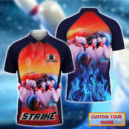 Custom Flame Bowling Polo Shirt BO0060