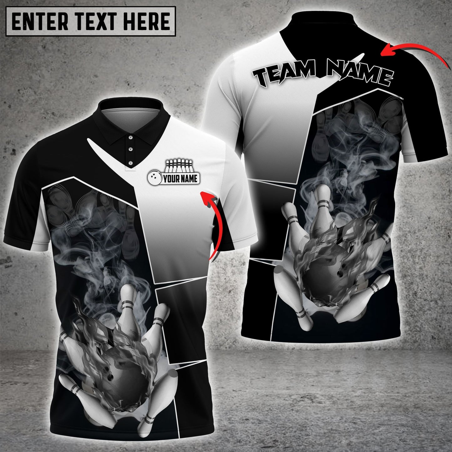 Custom Flame Bowling Polo Shirts BO0325