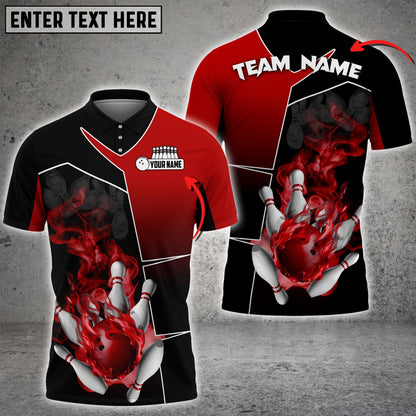 Custom Flame Bowling Polo Shirts BO0325