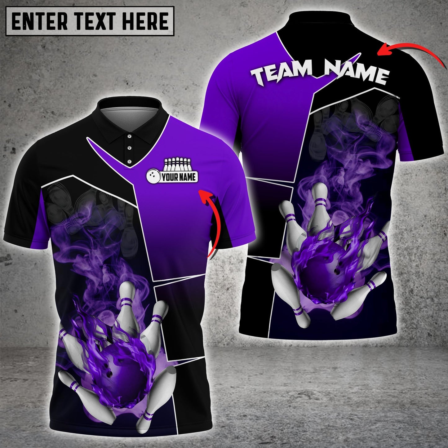 Custom Flame Bowling Polo Shirts BO0325